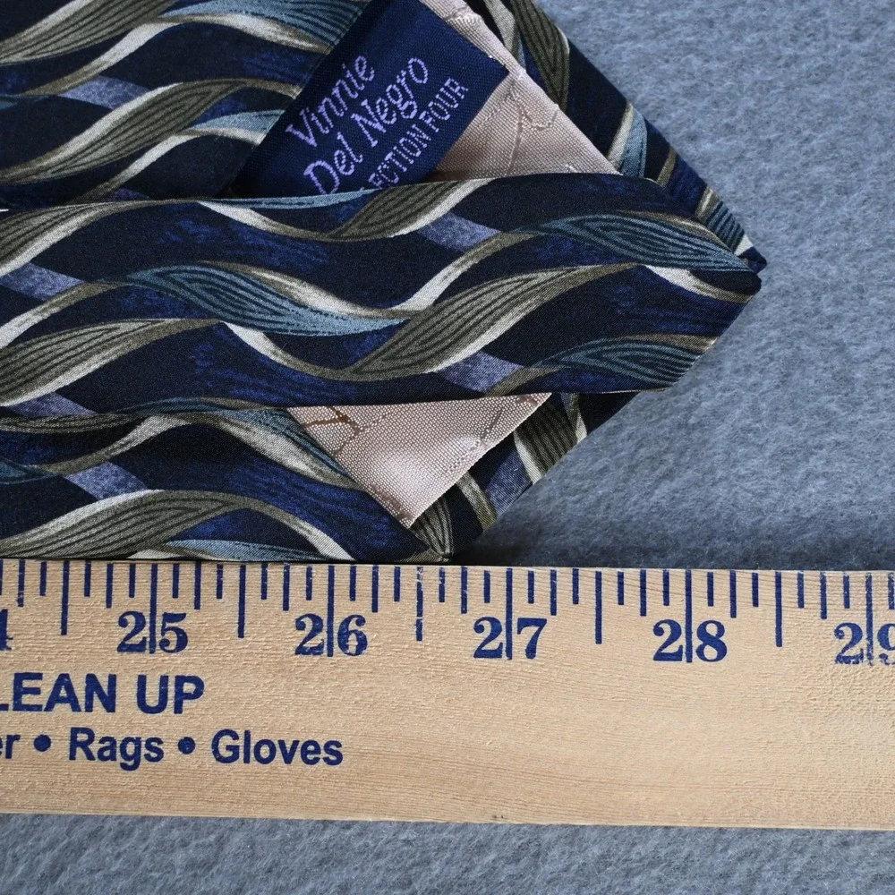 Jimmy Z Mens Vinnie Del Negro Collection Four‎ Silk Tie OS Navy Blue Geometric